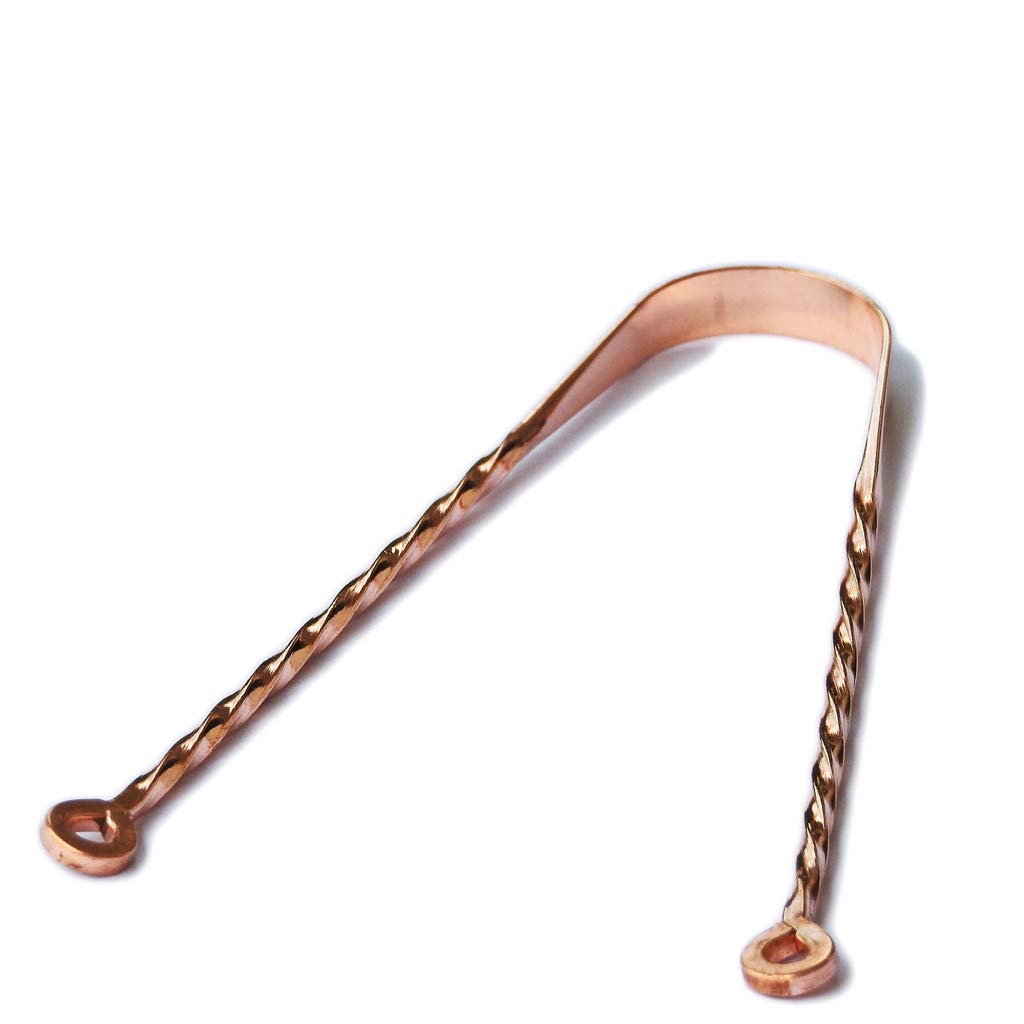 Nature's Own Copper Tongue Scrapper Made from 100% Copper with Twisted Handle for daily hygiene.