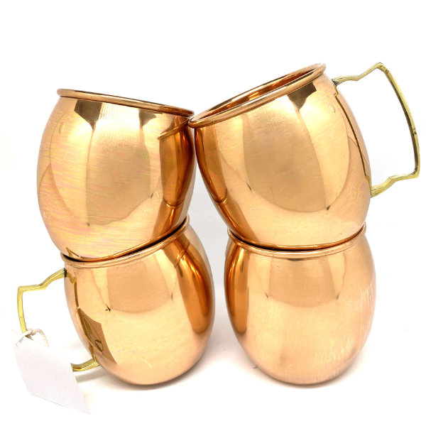 COPPER MUG MADE FROM 100% COPPER - PLAIN WITH BRASS HANDLE