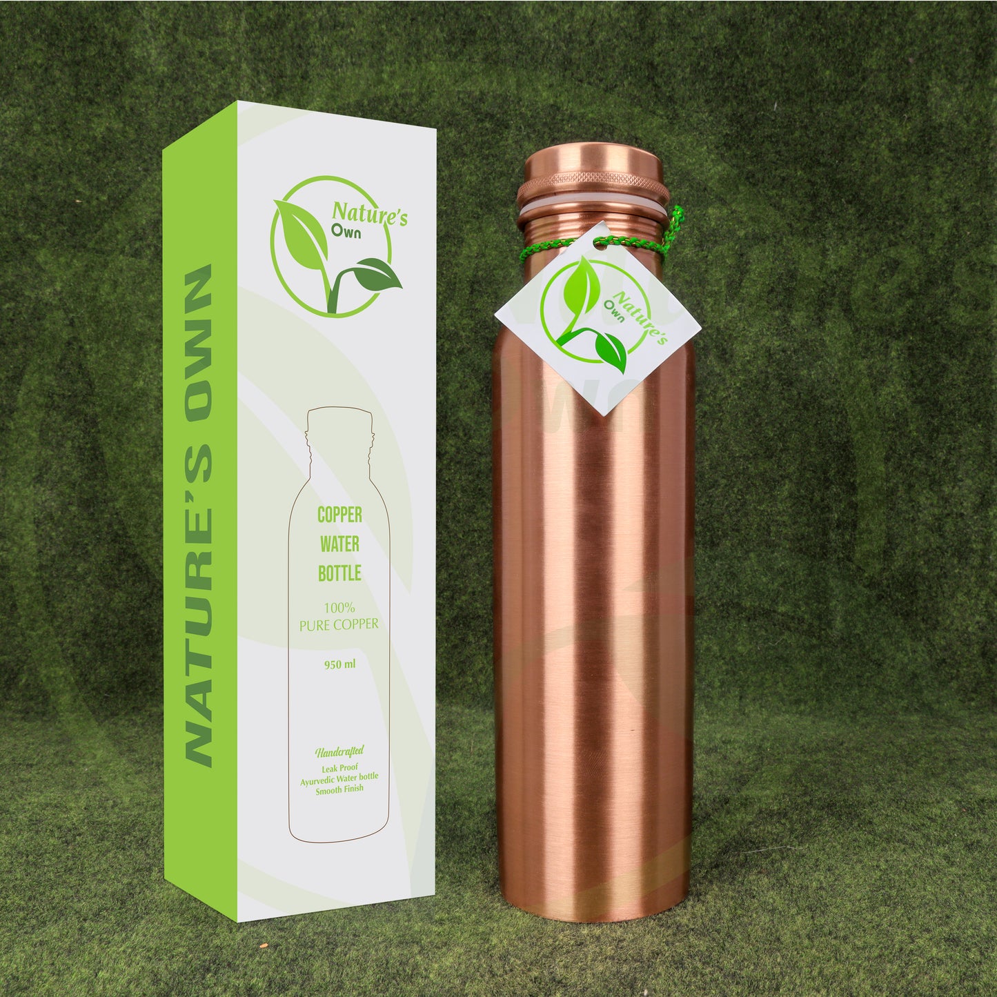 Nature’s Own Copper Water Bottle – 34 Oz Extra Large – Ayurvedic Pure Copper Water Bottle For Drinking – Drink More Water – Leak Proof – Jointless Water Bottle - Plain Design