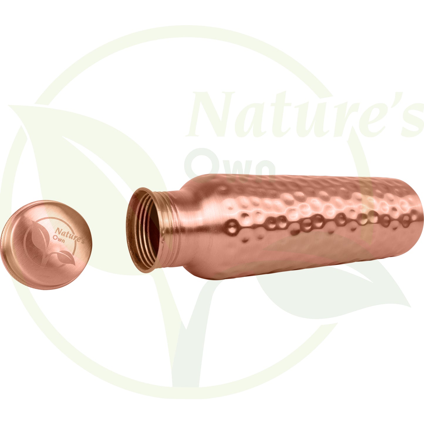 Nature’s Own Copper Water Bottle – 34 Oz Extra Large – Ayurvedic Pure Copper Water Bottle For Drinking – Drink More Water – Leak Proof – Jointless Water Bottle - Hammered Design