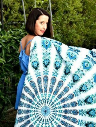 Nature's Own Mandala Tapestry Mirchi White Blue