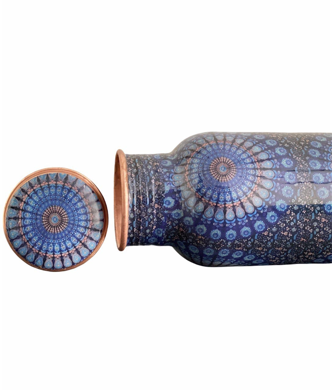 Nature’s Own Copper Water Bottle – 34 Oz Extra Large – Ayurvedic Pure Copper Water Bottle For Drinking – Drink More Water – Leak Proof – Jointless Water Bottle - Mandala Design