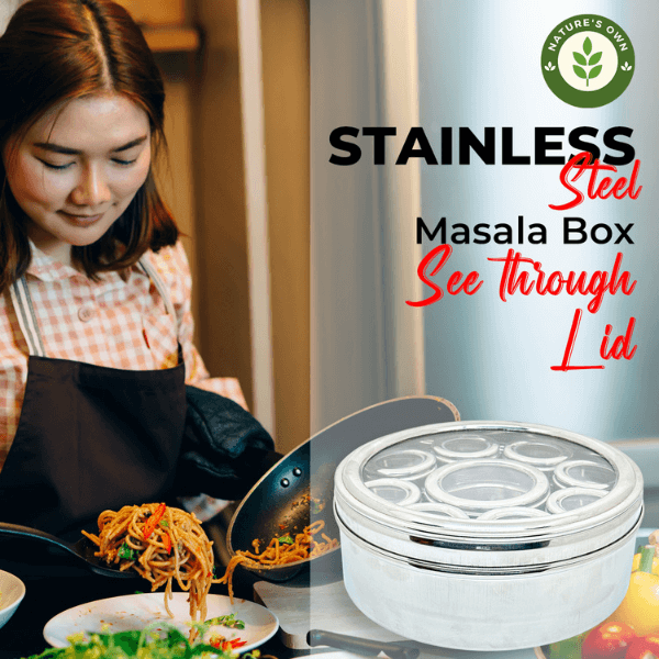 STAINLESS STEEL SPICE CONTAINER MADE FROM 100% STEEL MASALA DABBA - 9 DABBI