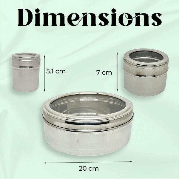 STAINLESS STEEL SPICE CONTAINER MADE FROM 100% STEEL MASALA DABBA - 9 DABBI