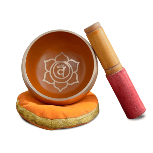 Tibetan Singing Bowl Set 3.5" inch with 7 Chakra Symbol from Nepal~ Antique design suitable for Yoga, Meditation, Sound Healing & Chakra Balancing - 7 Different Colors
