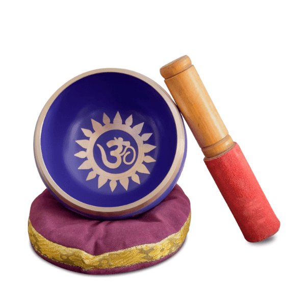 Tibetan Singing Bowl Set 3.5" inch with 7 Chakra Symbol from Nepal~ Antique design suitable for Yoga, Meditation, Sound Healing & Chakra Balancing - 7 Different Colors