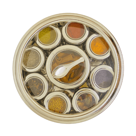 STAINLESS STEEL SPICE CONTAINER MADE FROM 100% STEEL MASALA DABBA - 9 DABBI