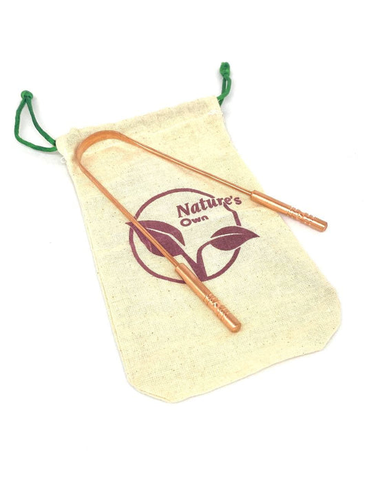Nature's Own Copper Tongue Scrapper Made from 100% Copper with wider Handle for daily hygiene.