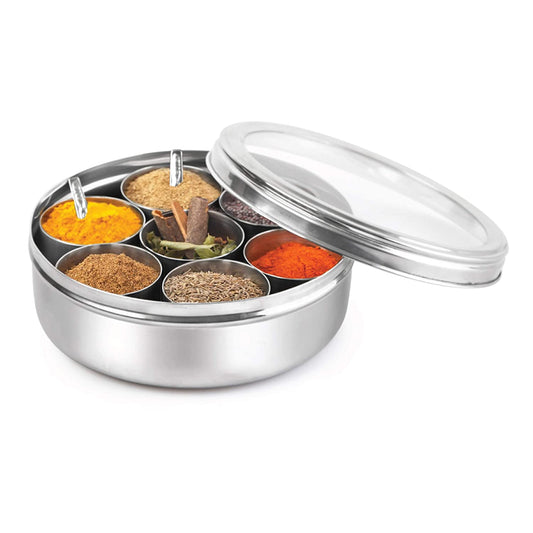 Nature's Own Stainless Steel Spice See Through Container Masala Dabba Masala Daani 12"