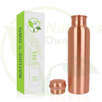 Nature’s Own Copper Water Bottle – 34 Oz Extra Large – Ayurvedic Pure Copper Water Bottle For Drinking – Drink More Water – Leak Proof – Jointless Water Bottle  - Plain Design