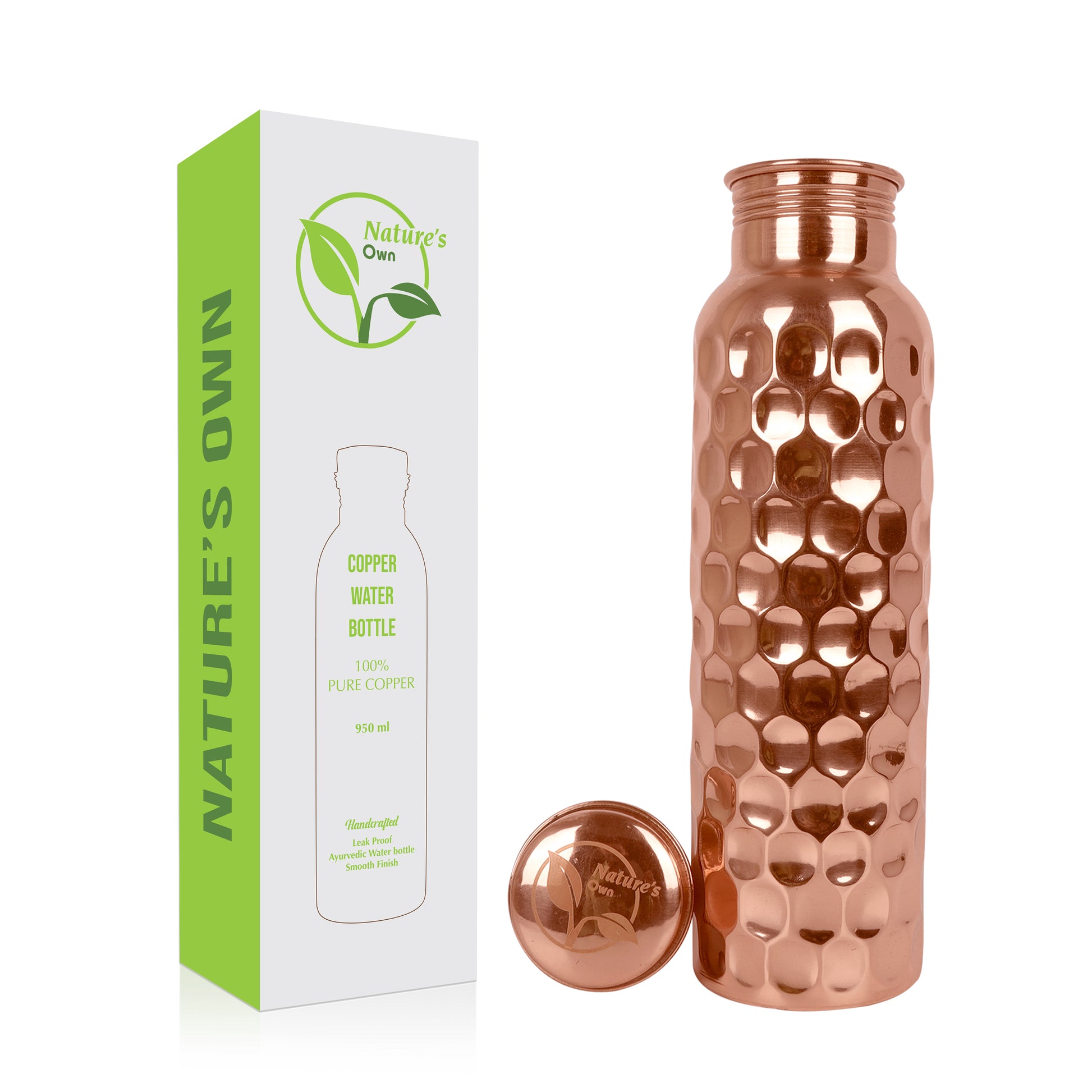 Nature's Own Copper Water Bottle – 34 Oz Extra Large – Ayurvedic Pure –  Herbocare India