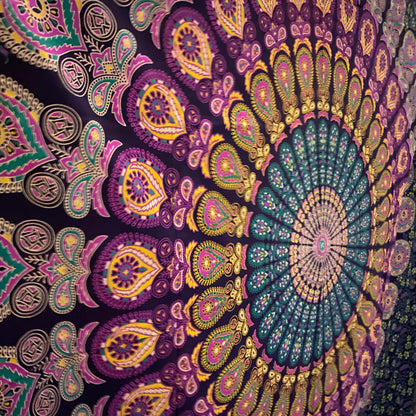Nature's Own Indian hippie Bohemian Psychedelic Mirchi Yellow Blue Mandala Wall hanging Bedding Tapestry (Yellow Blue Pink, Twin (54x72Inches)(140x185cms))