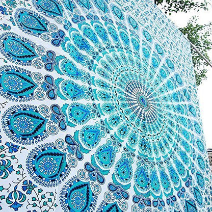 Nature's Own Mandala Tapestry Mirchi White Blue
