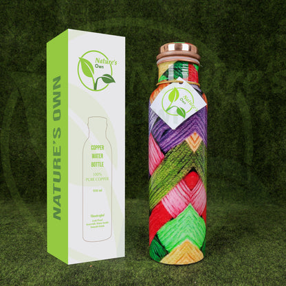 Nature’s Own Copper Water Bottle – 34 Oz Extra Large – Ayurvedic Pure Copper Water Bottle For Drinking – Drink More Water – Leak Proof – Jointless Water Bottle  - Thread Design