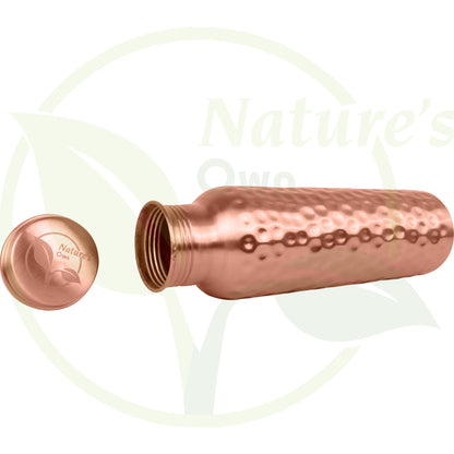 Nature’s Own Copper Water Bottle – 34 Oz Extra Large – Ayurvedic Pure Copper Water Bottle For Drinking – Drink More Water – Leak Proof – Jointless Water Bottle  - Hammered Design