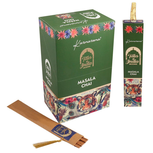 Karmaroma Tales of India Masala Chai Hand Rolled Incense Sticks 15g. Packing