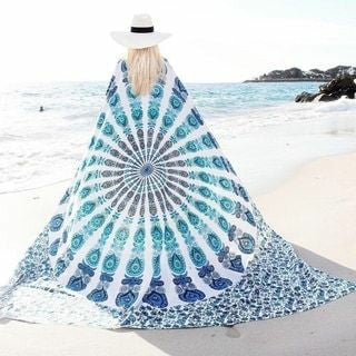Nature's Own Mandala Tapestry Mirchi White Blue